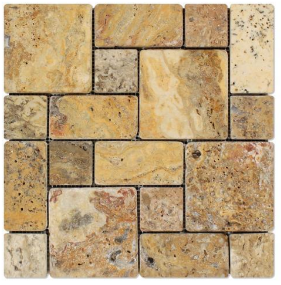 Scabos Mini Pattern Travertine Mosaic Tile