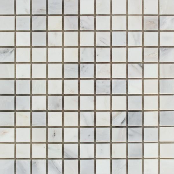 1 x 1 Honed Oriental White Marble Mosaic Tile