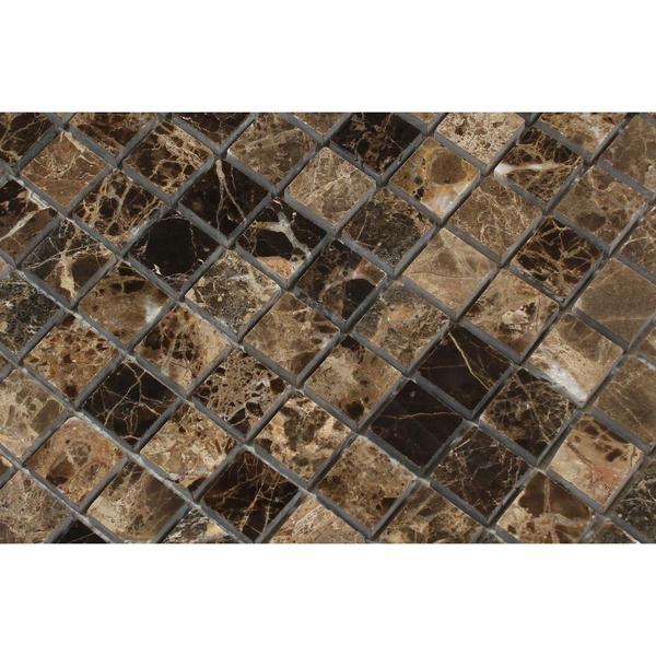 1 x 1 Polished Emperador Dark Marble Mosaic Tile