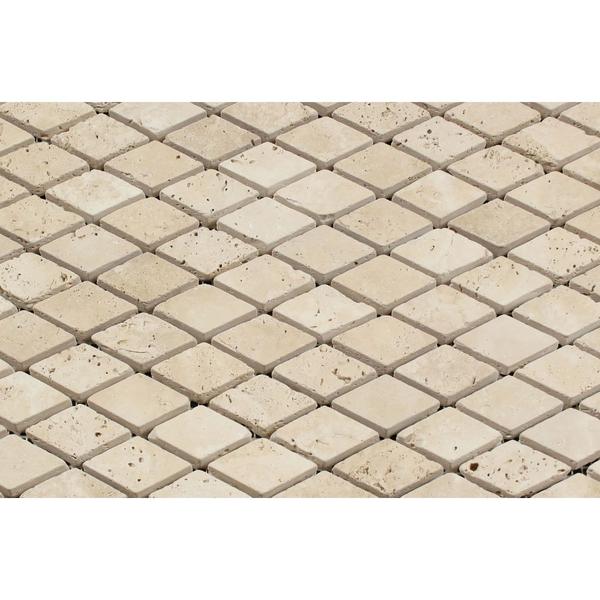 1 x 2 Tumbled Ivory Travertine Diamond Mosaic Tile