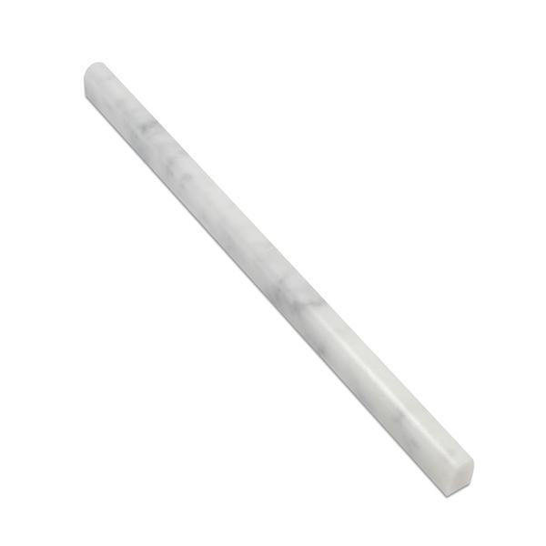 1/2 x 12 Polished Bianco Carrara Marble Pencil Liner White Marble Trim