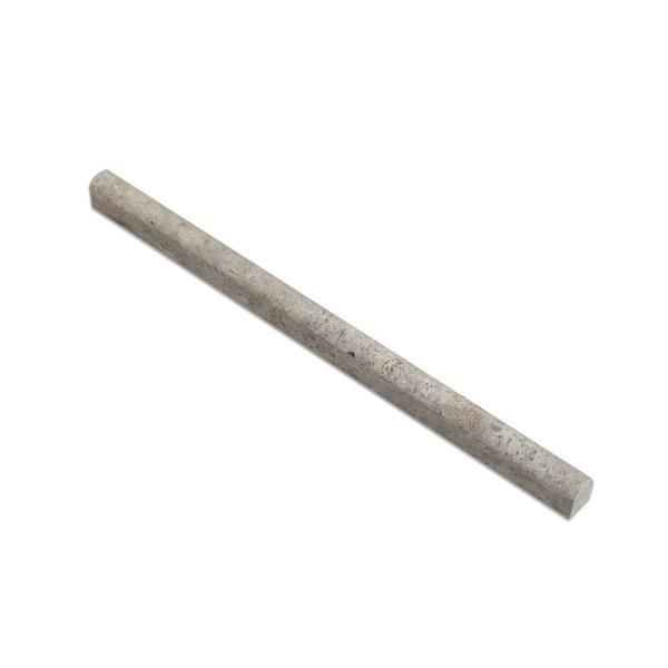 1/2 x 12 Tumbled Silver Travertine Pencil Liner Gray Half Inch Trim