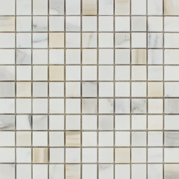 1x1 Honed Calacatta Gold Marble Mosaic Tile