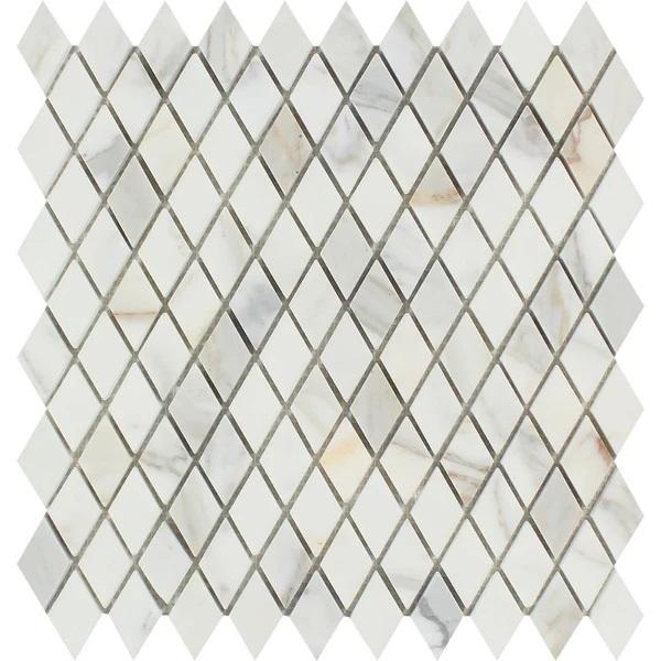 1x2 Honed Calacatta Gold Marble Diamond Mosaic Tile