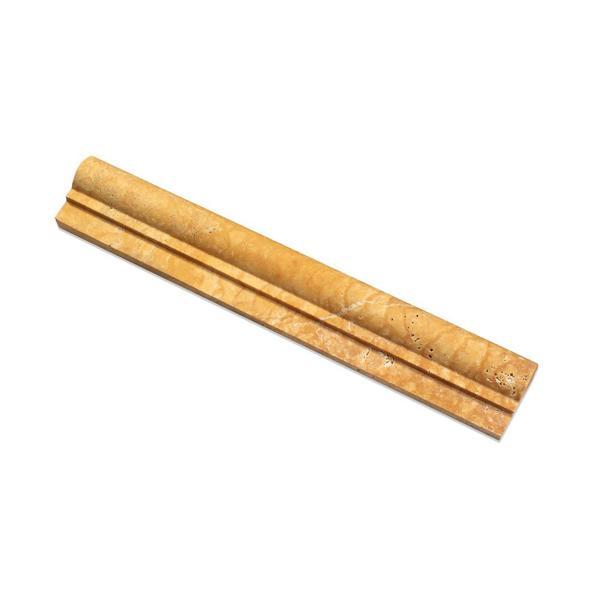 2 x 12 Honed Gold Travertine Single-Step Chair Rail Trim