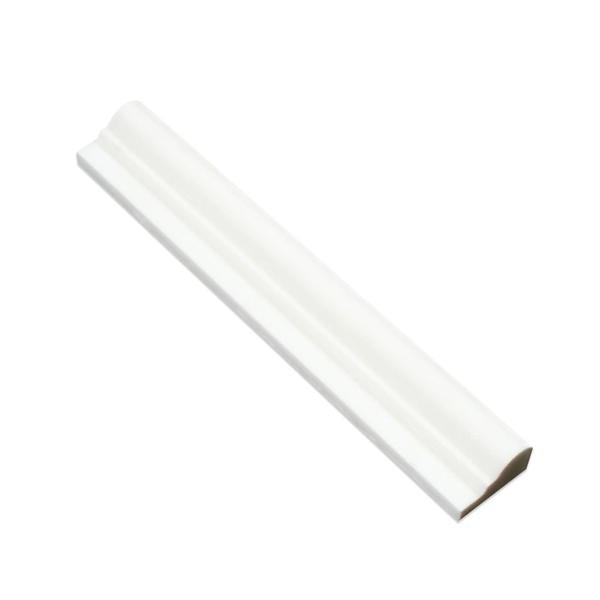 2 x 12 Honed Thassos White Marble Single-Step Chair Rail Trim.