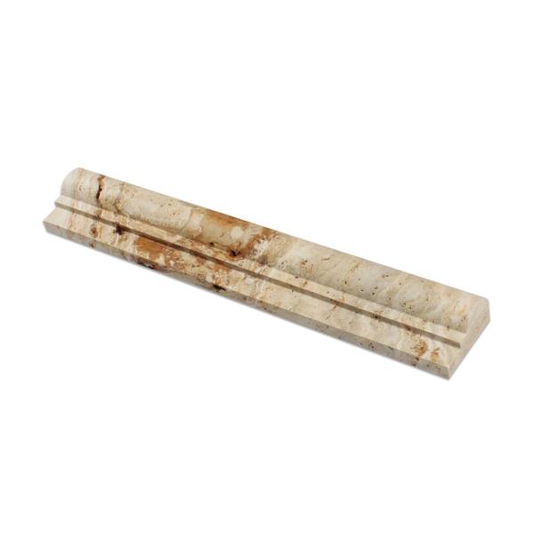 2 x 12 Honed Valencia Travertine Single-Step Chair Rail Trim