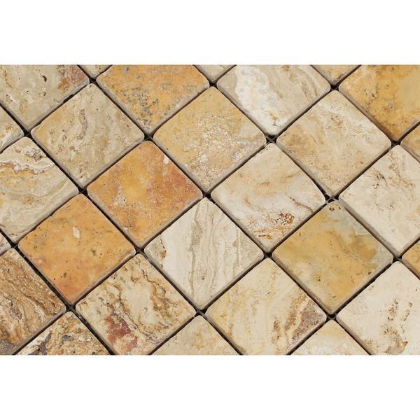 2 x 2 Tumbled Valencia Travertine Mosaic Tile