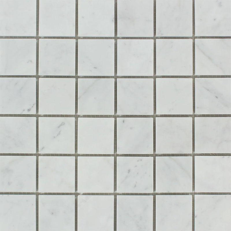 2x2 Honed Bianco Carrara Marble Mosaic Tile