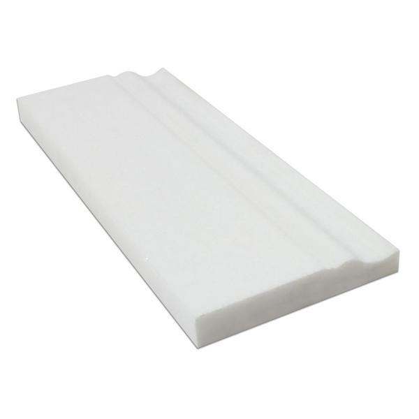 4 3/4 x 12 Honed Thassos White Marble Baseboard Trim