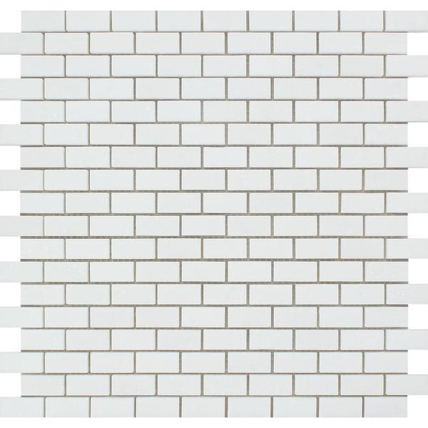 5/8 x 1 1/4 Honed Thassos White Marble Baby Brick Mosaic Tile