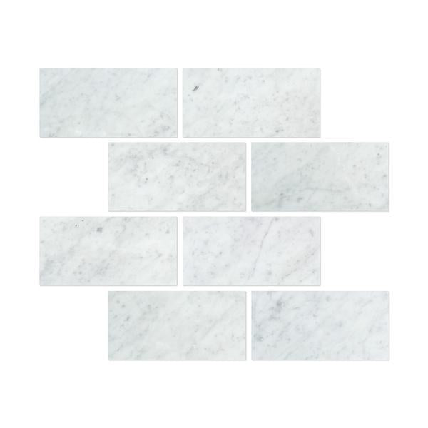 6 x 12 Honed Bianco Carrara Marble Tile