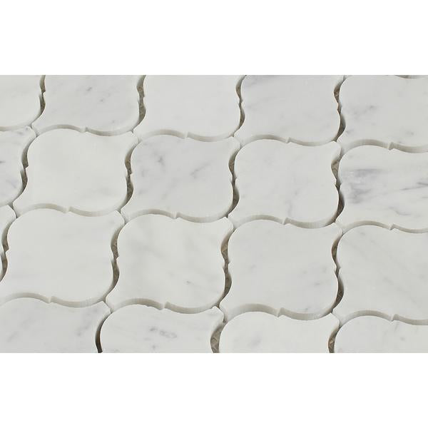 Bianco Carrara Polished Marble Lantern Mosaic Tile