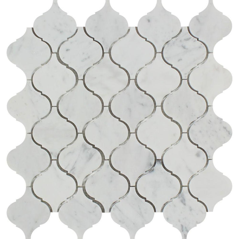 Bianco Carrara Polished Marble Lantern Mosaic Tile