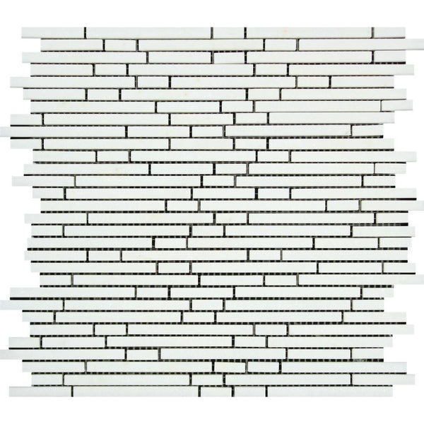 Thassos White Polished Marble Bamboo Sticks  Mosaic Tile