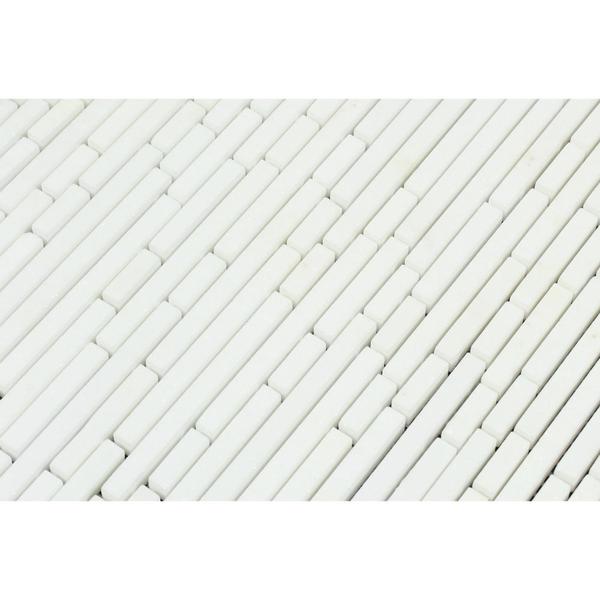 Thassos White Honed Marble Bamboo Sticks  Mosaic Tile