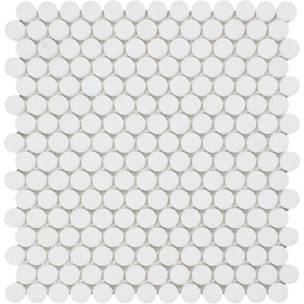 Thassos White Honed Marble Penny Round Mosaic Tile